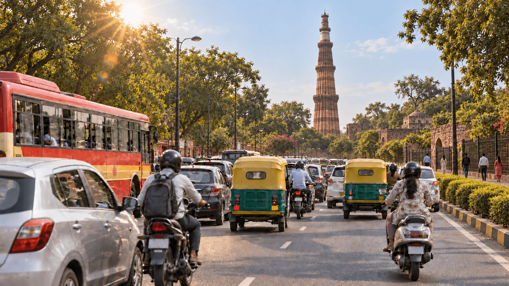 Daytime traffic in Delhi